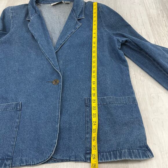 Lisa Josephs Vintage Longline Cotton Retro Oversized Denim Jean Jacket Pockets - Picture 10 of 10